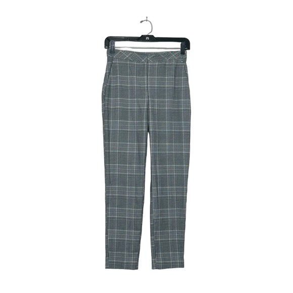 H&M black white plaid flat front ankle pants size 0 - Picture 1 of 10